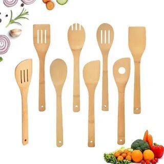 Bamboo utensil set With customized logo bamboo wooden Kitchen Utensils Cookware Set