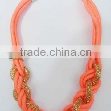 Rope & chain twisted fashion Neon colored necklace for 2015