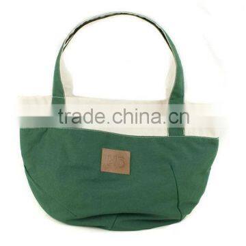 Green cotton canvas tote bags