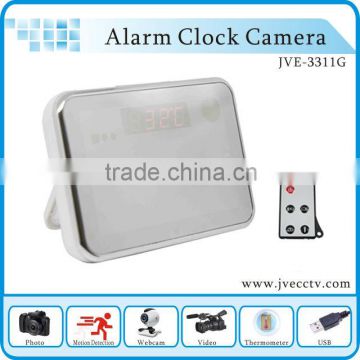 Motion Detection Remote Control clock camera dvr, 1280*960 Mirror clock with long work time clock camera,max 32GB JVE-3311G