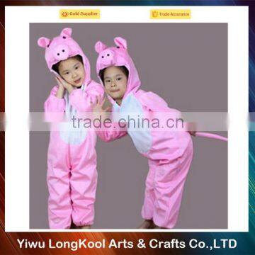 High quality low moq kids masquerade mascot pink pig animal costume