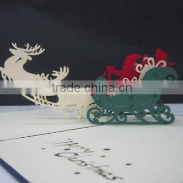 Santa Clause with reindeer Greeting pop up card