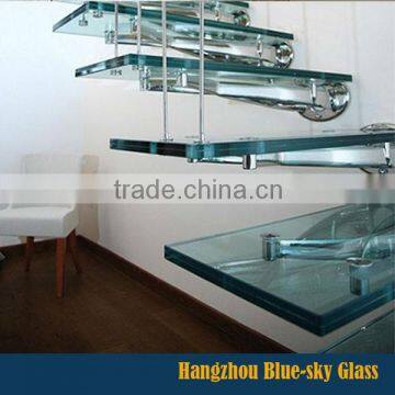 Zhejiang manufacturer 12mm laminated tempered glass for stair step