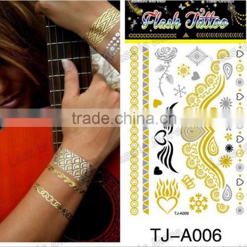 star flower Mixed Gold $ Sliver Temporary Metallic Tattoo Sticker