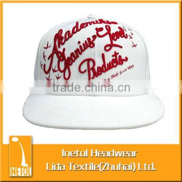 100% cotton puff embroidery flat baseball cap