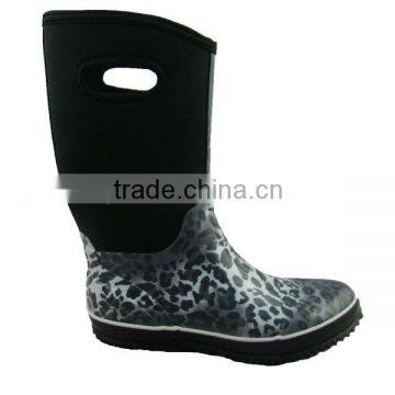 Blue Leopard Neoprene Rubber Rain Boots