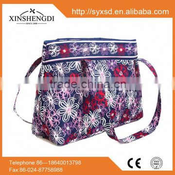 Hot sale cotton fancy quilted fabric duffel spanish brands handbags