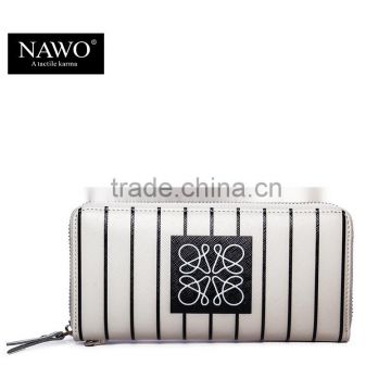 stripe pattern zippered women leather hand purse manufacturer