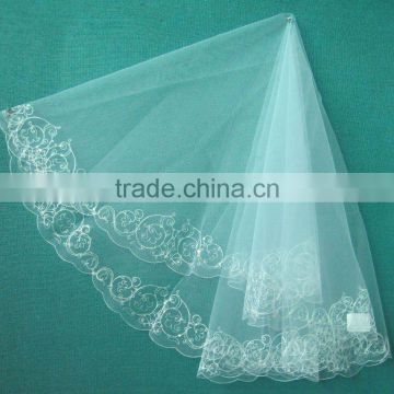 White one layer lace edge fashion bridal wedding veil