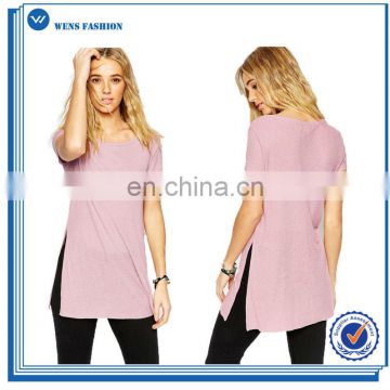 2016 Wholesale Ladies Top T-Shirt Side Split Oversize Shirt Dress