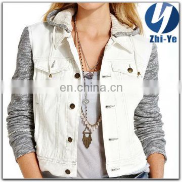 2016 new stylish white denim jacket for women