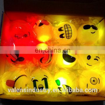 Funny LED Flashing Light Up Boucing Elastic Ball with funny face Kids Toys