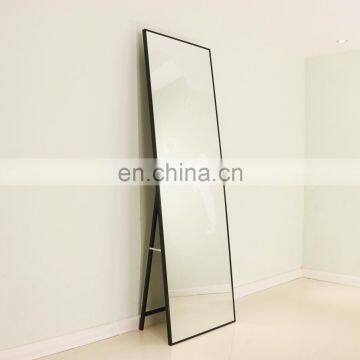 Black metal frame  full length floor free stand mirror