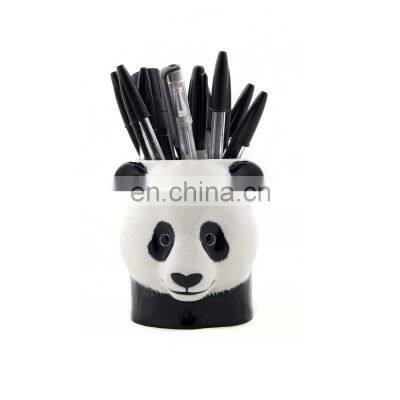 New Factory cute panda animal sculpture statue shaped ceramic flower vase for home decor