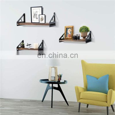 Wooden paulownia wall shelves set decorative wall shelf mounted set of 3