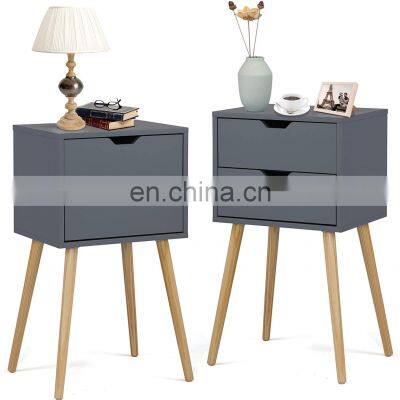 Long leg Side Table MDF nightstand bedside table modern with 2 Drawers