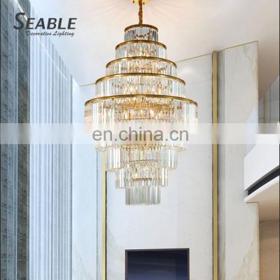 Luxury Style Indoor Decoration Villa Hotel Pendant Lighting Gold Transparency Crystal Chandelier