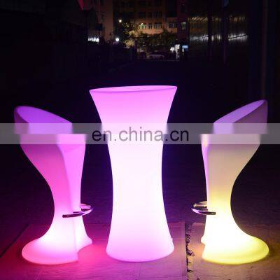 modern KTV table and chairs /Led PE Light Up Chair for Restaurant Discotheque Pub Used Glowing Bar Table