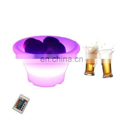 RGBW colors battery square ice bucket led party rental PE plastic glow club beer tray wave barrel colorful cocktail ice bucket
