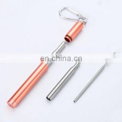 Reusable Foldable Collapsible Metal Drinking Stainless Steel Straw Sets with Aluminum Case