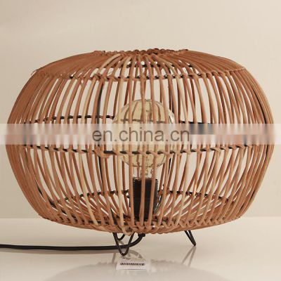 Hot Sale Traditional Round Rattan Table Lamp shade , Wicker Bedside Table Lamp Decorative Room Vietnam Manufacturer