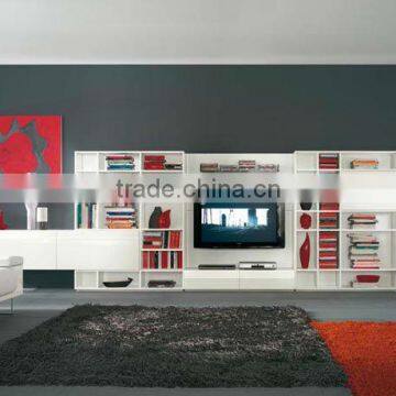 Wall Unit Modern Design White, Red & Black