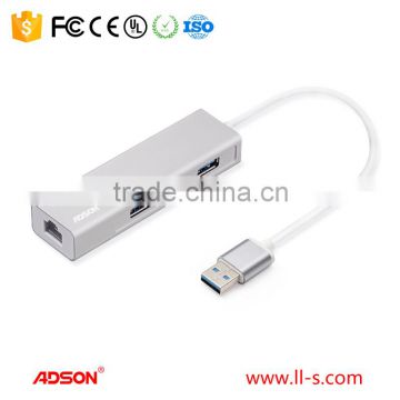 Adson 3 ports USB 3.0 Hub with Gigabyte Ethernet Adapter