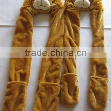 Plush lion scarf with glove