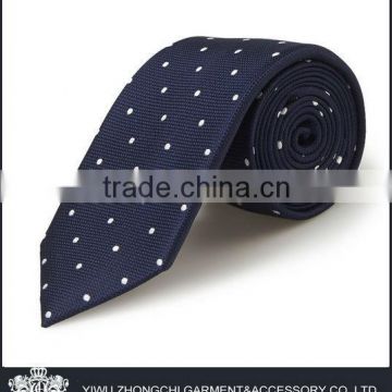 navy blue with white polka dot silk tie