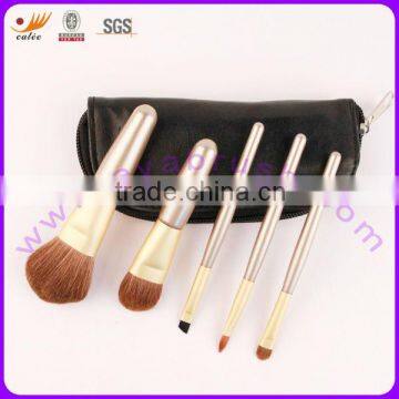 5pcs Gift cosmetic brush set with convenient zipper case