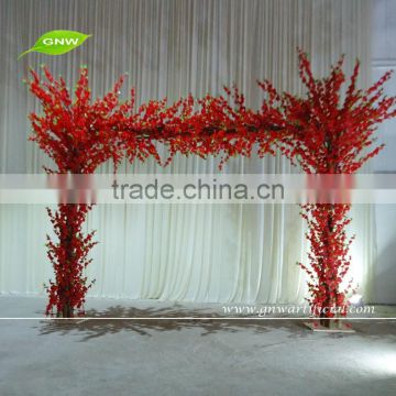 FLA1603002 GNW wooden garden arch designs with silk cherry blossom flower for wedding decoration