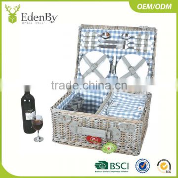 Handmade Natural Willow wicker picnic basket /hamper set