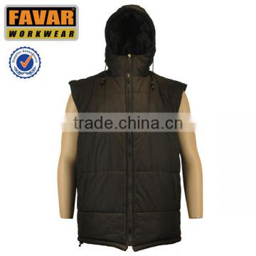 mens polyester fleece lining winter vest with hood