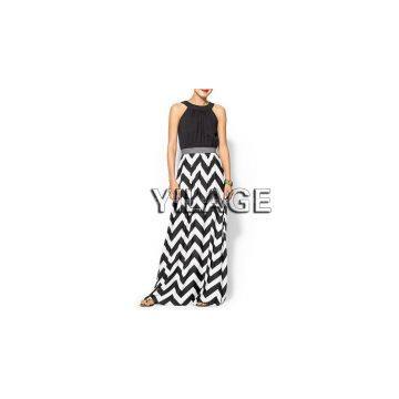 2015 new design hot in summer chevron knit maxi printed dress