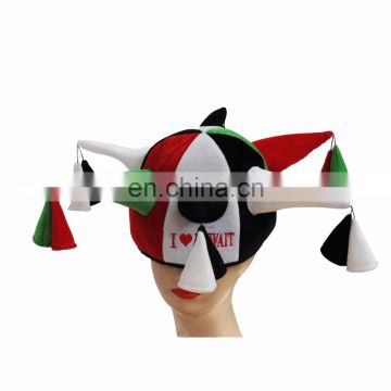 MCH-1169 Party Carnival funny velvet wholesale adult Huwait Joker Hat with bells