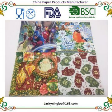 Ningbo PartyKing FDA LFGB 2ply 10x10 inch Party Decorative Paper Napkins Color Printed Linen-Like Color In Depth Printed Dinner Napkin