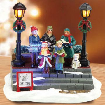 8“ B/O LED choir scene Christmas House Souvenir Figurines Souvenir With Cheap Christmas Gift Souvenir