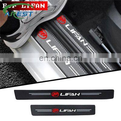 4pcs car Sticker door carbon leather Fiber Sill Plate for lifan solano x60 x50 650 Emblem Stickers Accessories