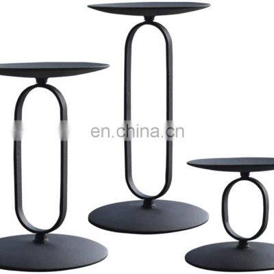 Morden Black Candle Holders for Pillar LED Candles Set of 3 Candelabra with Iron-3.5