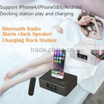 FM radio Alarm clock bluetooth speaker Charging Dock Station for iPhone6