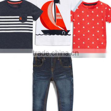 Brand Children Clothing Wholesale 1809 New Style Summer Boys Suit Cowboy 4pcs Sets