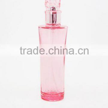 Pink Tall empty glass perfume bottle