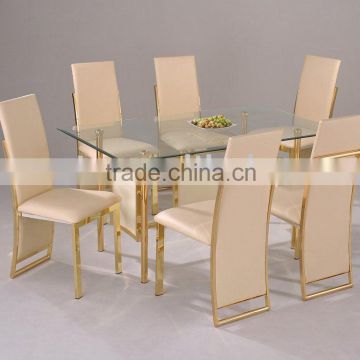 Tempered Glass Dining Set / Dining Set with Golden Legs
