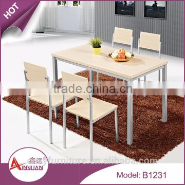 Dining room furniture modern cheap melamine panel wooden 4 seater low dining table designs
