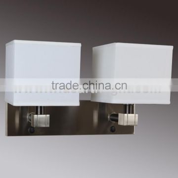 UL Listed Factory Double Hotel Bedroom Wall Light With Two On/Off Switches At Backplate W20117
