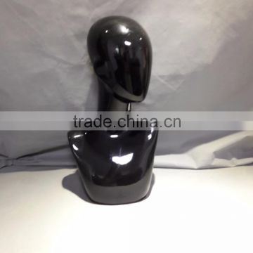 Fiberglass display head black head with shoulder hang scarves and shawls to display