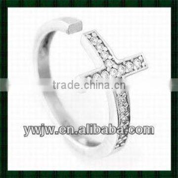 Designer Cross Ring with CZ Stones(JW-G57)