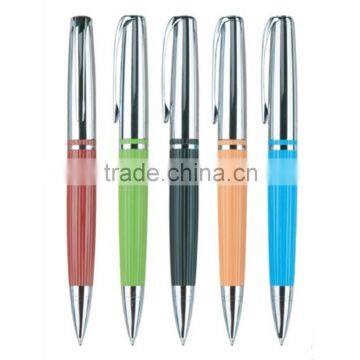 Promotion colorful drawbench sliver plastic ball pen