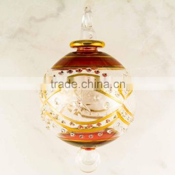 Egyptian Glass Christmas Baubles with 14 k gold