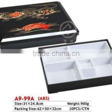 A9-99A rectangle white plastic bento box with 5 compartments